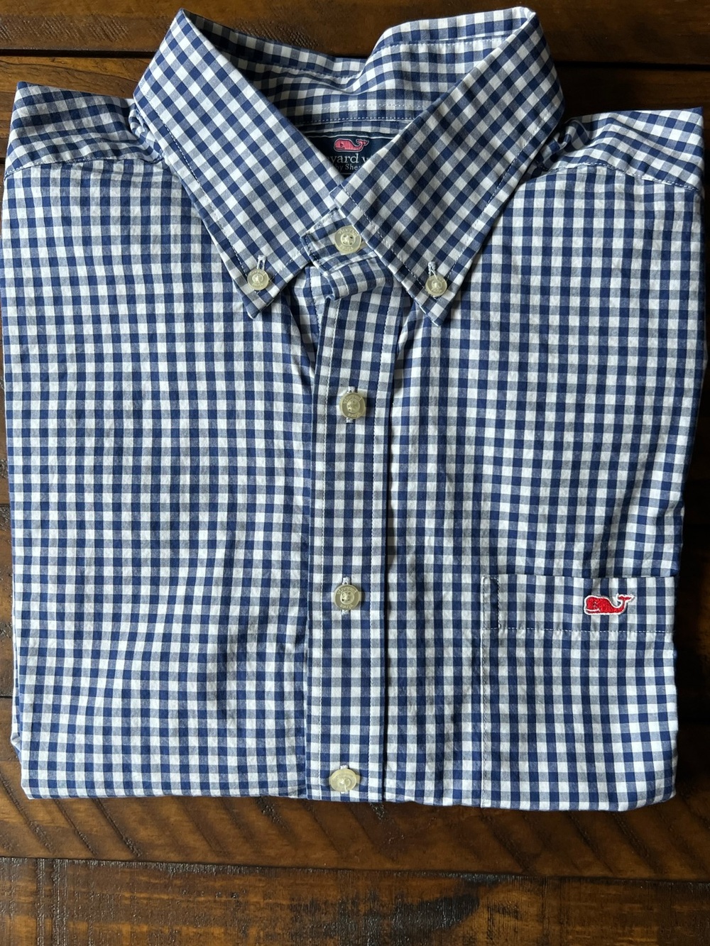 Vineyard Vines Navy and White Gingham Button-Down Shirt